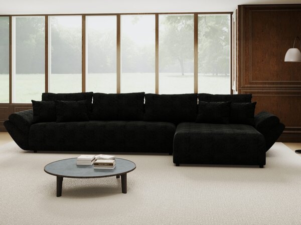 Colțar extensibil dumonde cu ladă de depozitare Berlin XL Quelle Negru 100 II 350x185 cm