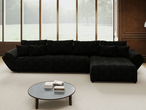 Colțar extensibil dumonde cu ladă de depozitare Berlin XL Quelle Negru 100 II 350x185 cm