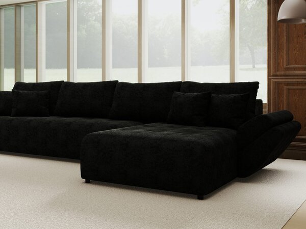 Colțar extensibil dumonde cu ladă de depozitare Berlin XL Quelle Negru 100 II 350x185 cm