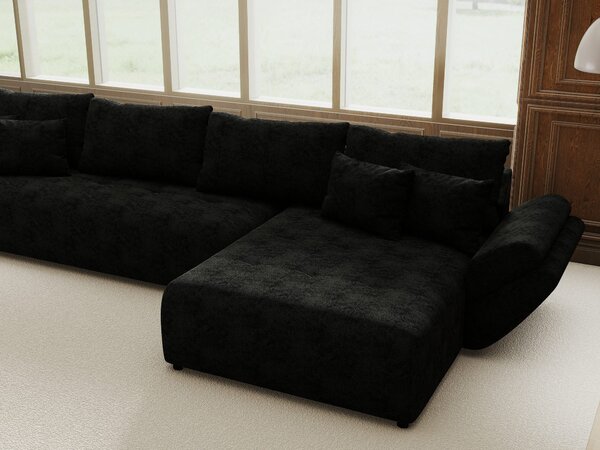 Colțar extensibil dumonde cu ladă de depozitare Berlin XL Quelle Negru 100 II 350x185 cm