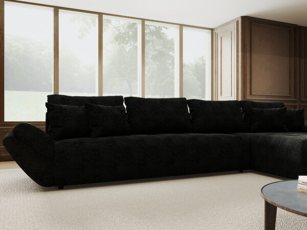 Colțar extensibil dumonde cu ladă de depozitare Berlin XL Quelle Negru 100 II 350x185 cm