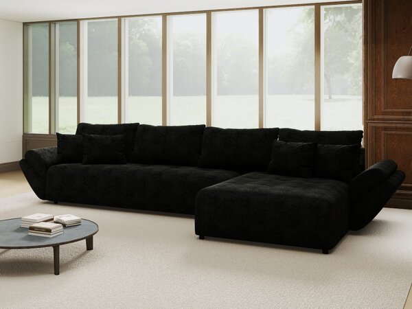 Colțar extensibil dumonde cu ladă de depozitare Berlin XL Quelle Negru 100 II 350x185 cm