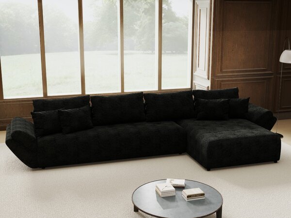Colțar extensibil dumonde cu ladă de depozitare Berlin XL Quelle Negru 100 II 350x185 cm