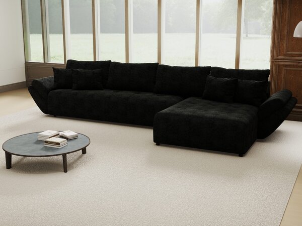 Colțar extensibil dumonde cu ladă de depozitare Berlin XL Quelle Negru 100 II 350x185 cm