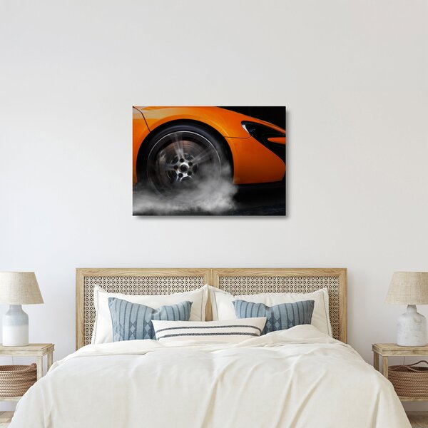 Tablou pe sticlă - Mașină sport portocalie (70x50 cm)