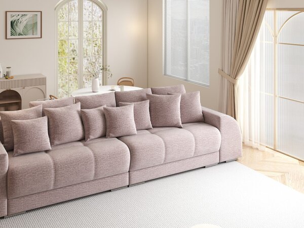 Canapea extensibilă dumonde cu 2 lăzi de depozitare Verona Monolith Roz Pudrat 310x120 cm