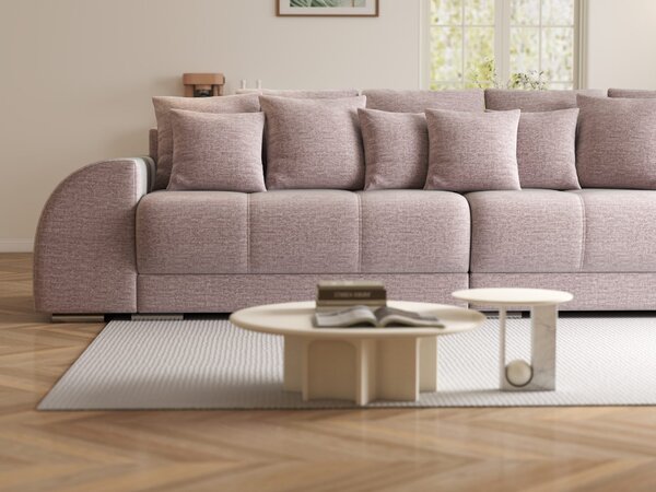 Canapea extensibilă dumonde cu 2 lăzi de depozitare Verona Monolith Roz Pudrat 310x120 cm
