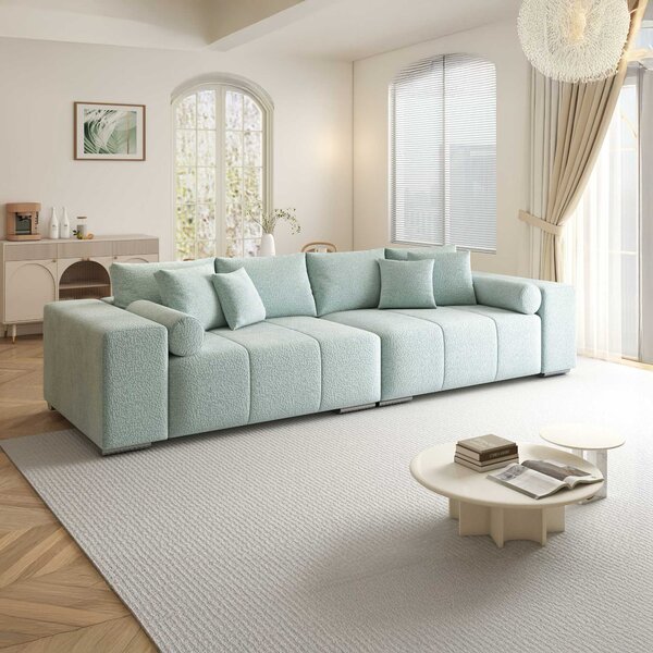 Canapea extensibilă dumonde cu ladă de depozitare Marbela XXL Jaguar Verde Mint 295x120 cm