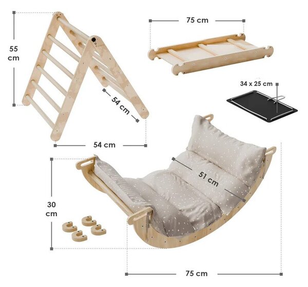 Juskys Set de cățărare pentru copii Movario 4 în 1