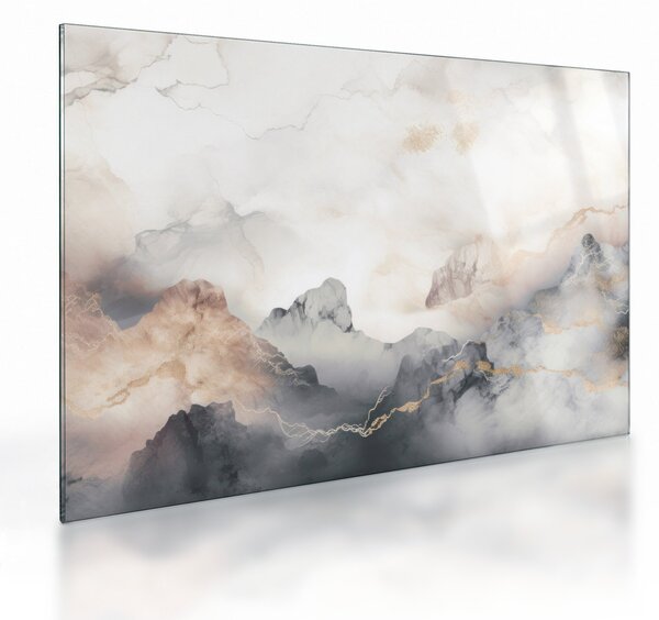 Tablou pe sticlă - Munte abstracție cu textura de marmură (70x50 cm)