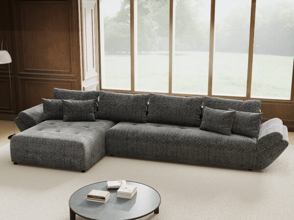 Colțar extensibil dumonde cu ladă de depozitare Berlin XL Cremona Gri 95 350x185 cm