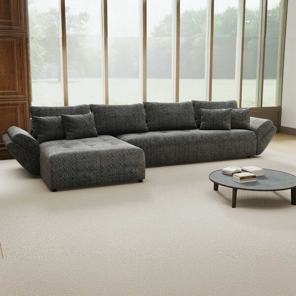 Colțar extensibil dumonde cu ladă de depozitare Berlin XL Cremona Gri 95 350x185 cm