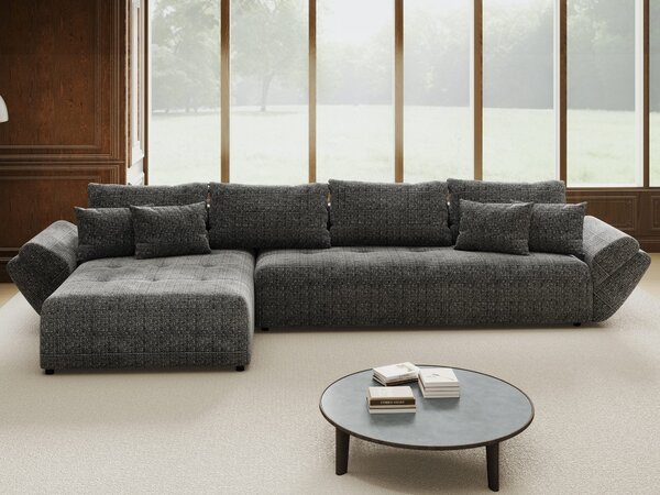 Colțar extensibil dumonde cu ladă de depozitare Berlin XL Cremona Gri 95 350x185 cm