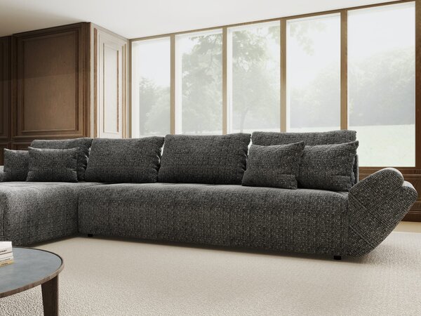 Colțar extensibil dumonde cu ladă de depozitare Berlin XL Cremona Gri 95 350x185 cm