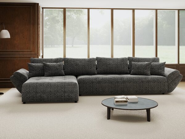 Colțar extensibil dumonde cu ladă de depozitare Berlin XL Cremona Gri 95 350x185 cm