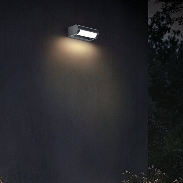 CMD Aplică LED pentru exterior 9052, lățime 18 cm, antracit, IP65, Negru, Aluminiu, Modern