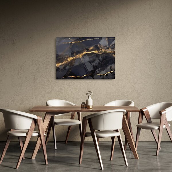 Tablou pe sticlă - Negru - decor auriu (70x50 cm)