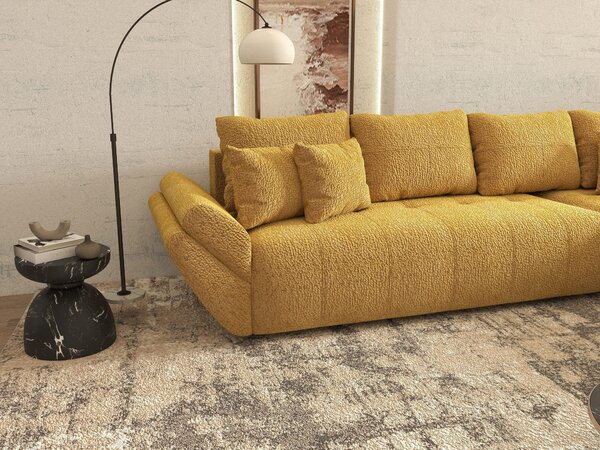 Colțar extensibil dumonde cu ladă de depozitare si sezut confortabil din spuma high-density, Berlin XL Jaguar Galben Mustar 11 II 350x185 cm