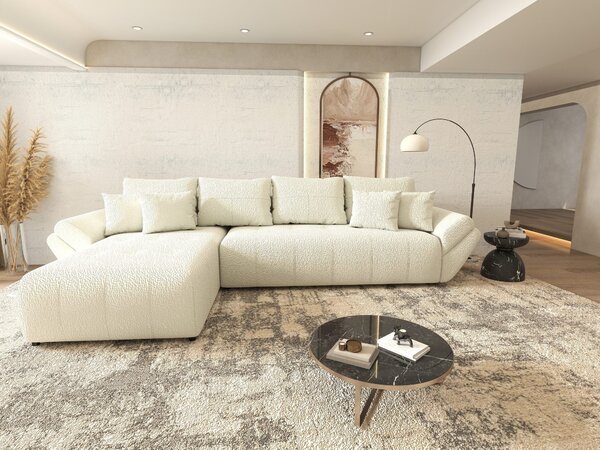 Colțar extensibil dumonde cu ladă de depozitare Berlin XL Jaguar Ivory 350x185 cm