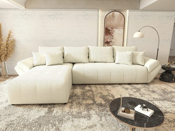 Colțar extensibil dumonde cu ladă de depozitare Berlin XL Jaguar Ivory 350x185 cm