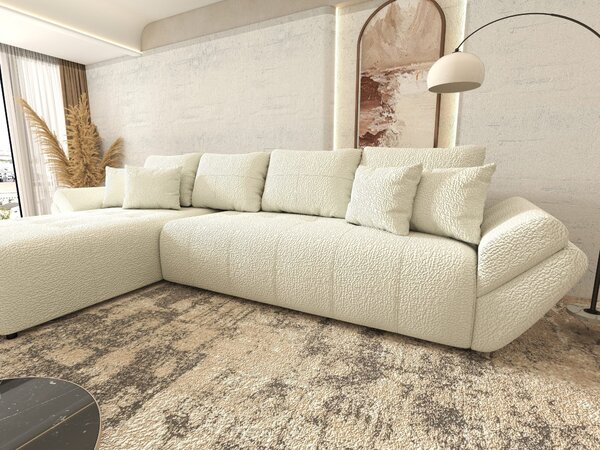 Colțar extensibil dumonde cu ladă de depozitare Berlin XL Jaguar Ivory 350x185 cm