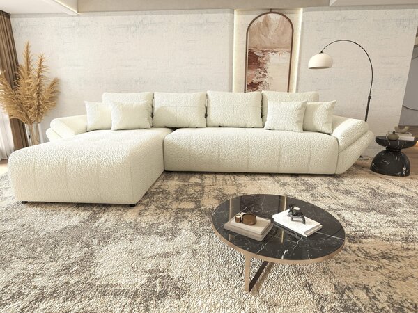 Colțar extensibil dumonde cu ladă de depozitare Berlin XL Jaguar Ivory 350x185 cm