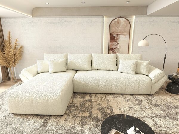 Colțar extensibil dumonde cu ladă de depozitare Berlin XL Jaguar Ivory 350x185 cm