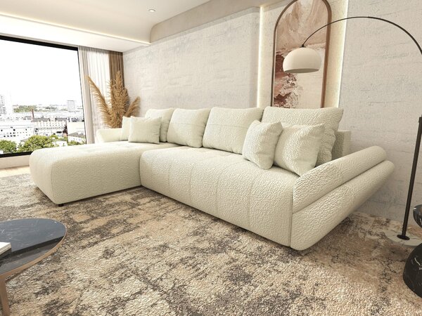 Colțar extensibil dumonde cu ladă de depozitare Berlin XL Jaguar Ivory 350x185 cm
