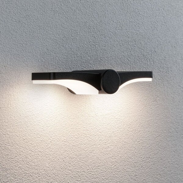 Paulmann LED lampă de perete pentru exterior Pekana, antracit 30 cm aluminiu, Negru, Aluminiu, Modern, Perete unghiular