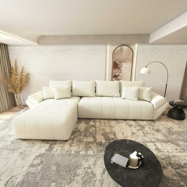 Colțar extensibil dumonde cu ladă de depozitare Berlin XL Jaguar Ivory 350x185 cm
