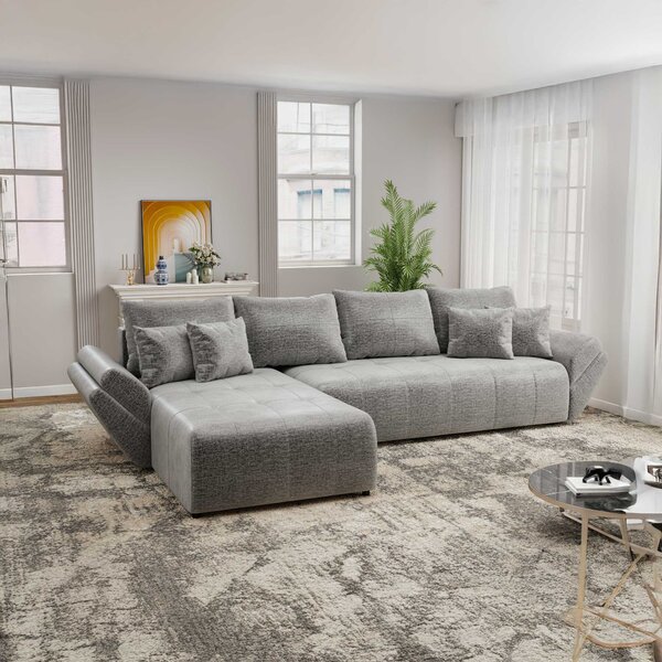 Colțar extensibil dumonde cu ladă de depozitare Berlin XL Monolith Gri 350x185 cm