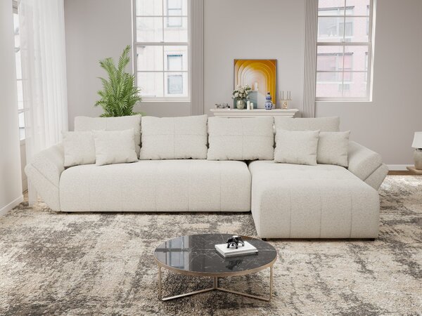 Colțar extensibil dumonde cu ladă de depozitare si sezut confortabil din spuma high-density, Berlin XL Monte Bej 03 II 350x185 cm
