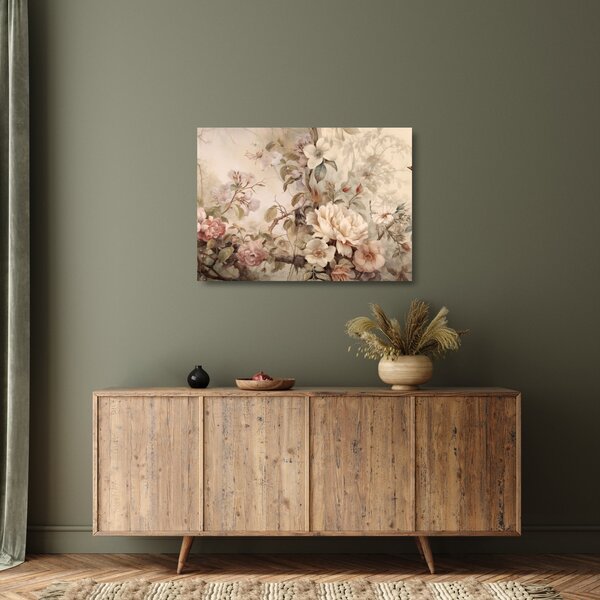 Tablou pe sticlă - Vintage pictura pasăre (70x50 cm)