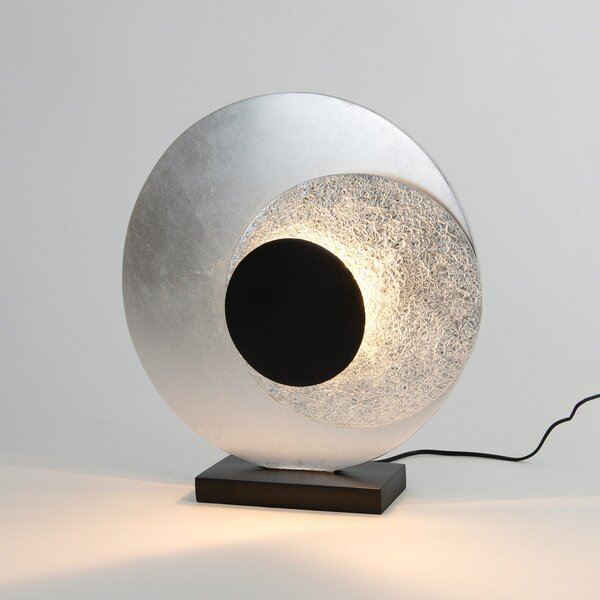 Holländer Lampa de masă LED La Bocca, argintiu, înălțime 43 cm, 2 becuri, fier, Metalic, Camera de zi / sufragerie, Metal