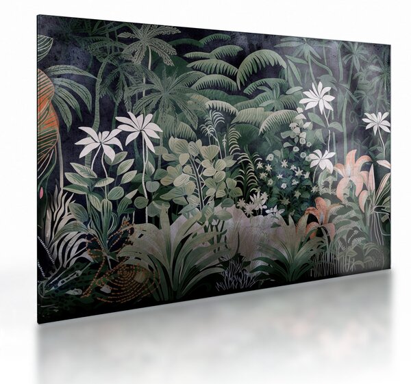 Tablou pe sticlă - Model de junglă pictat (70x50 cm)
