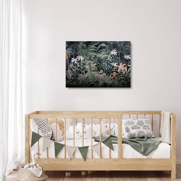 Tablou pe sticlă - Model de junglă pictat (70x50 cm)