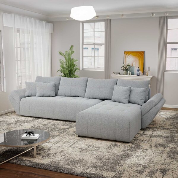 Colțar extensibil dumonde cu ladă de depozitare Berlin XL Monte Gri 84 II 350x185 cm
