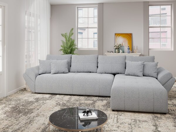 Colțar extensibil dumonde cu ladă de depozitare Berlin XL Monte Gri 84 II 350x185 cm