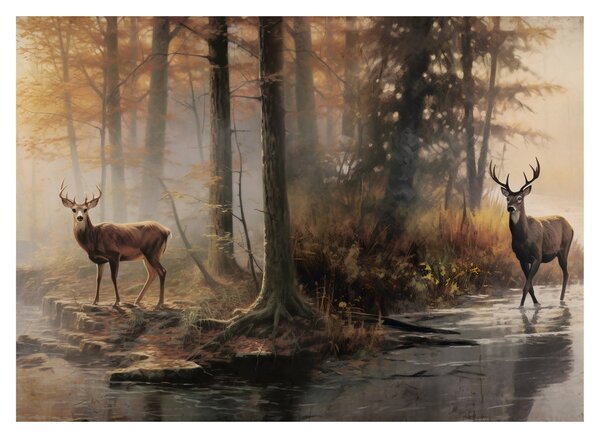 Tablou pe sticlă - Vintage pictura wildlife (70x50 cm)