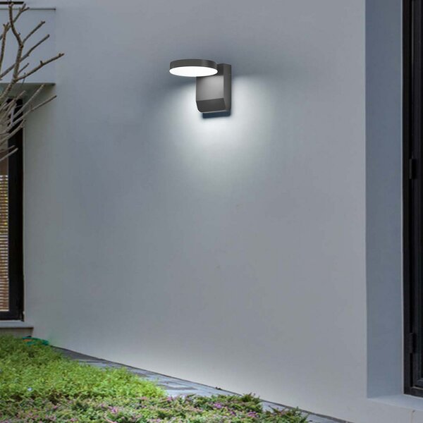 CMD Aplică de perete cu LED 9082, antracit, lățime 16 cm, CCT, IP54, Negru, Aluminiu, Modern
