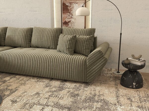 Colțar extensibil dumonde cu ladă de depozitare Berlin XL Tilia Verde Olive 350x185 cm