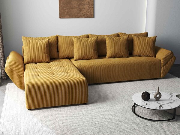 Colțar extensibil dumonde cu ladă de depozitare Berlin XL Zoom Mustar 350x185 cm