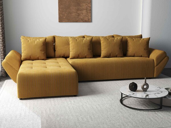 Colțar extensibil dumonde cu ladă de depozitare Berlin XL Zoom Mustar 350x185 cm