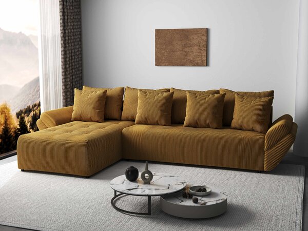 Colțar extensibil dumonde cu ladă de depozitare Berlin XL Zoom Mustar 350x185 cm