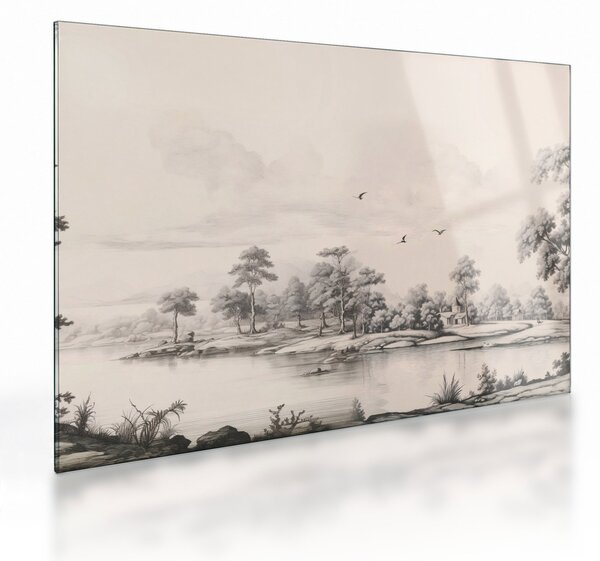 Tablou pe sticlă - Vintage peisaj desen peisaj (70x50 cm)