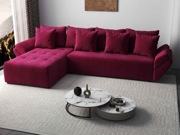 Colțar extensibil dumonde cu ladă de depozitare Berlin XL Zoom Red 350x185 cm