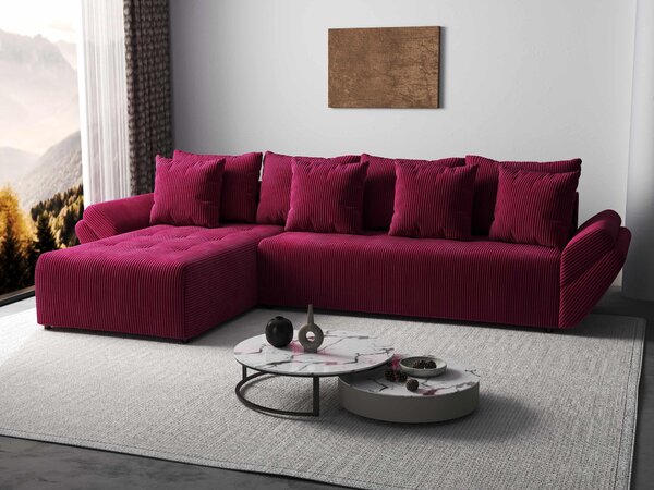 Colțar extensibil dumonde cu ladă de depozitare Berlin XL Zoom Red 350x185 cm