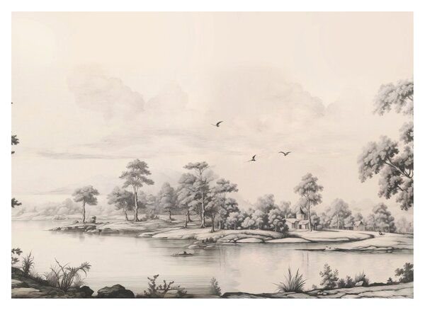 Tablou pe sticlă - Vintage peisaj desen peisaj (70x50 cm)