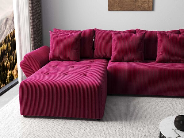 Colțar extensibil dumonde cu ladă de depozitare Berlin XL Zoom Red 350x185 cm