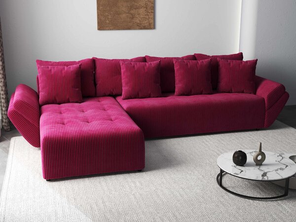 Colțar extensibil dumonde cu ladă de depozitare Berlin XL Zoom Red 350x185 cm